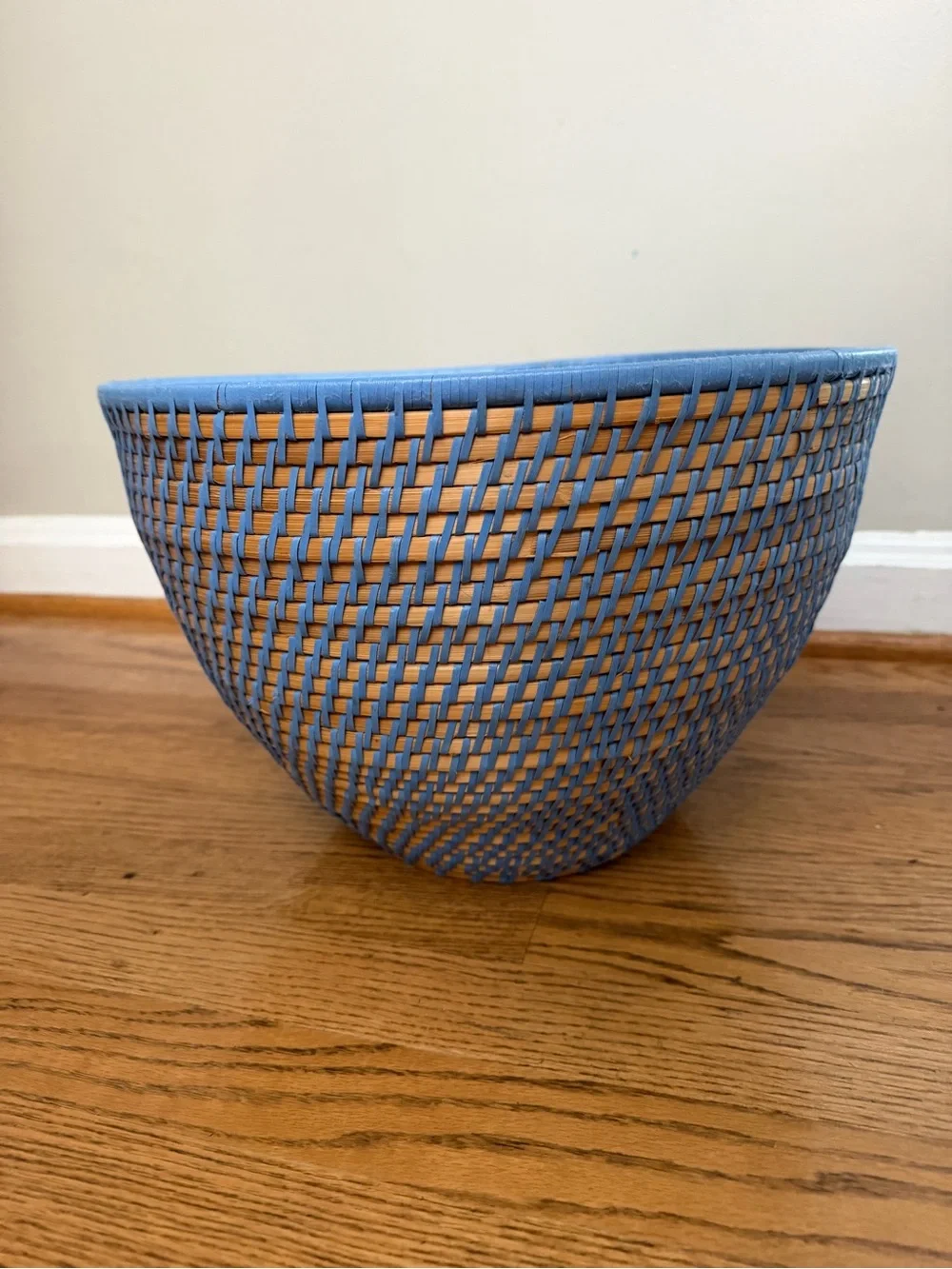 Large Handwoven Blue Decorative Basket Bowl